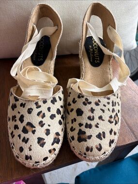 Coconuts by Matisse Leopard Print Espadrille Wedges - Cream, Brown, Black